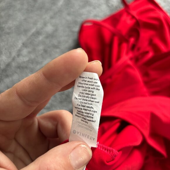 Athleta Womens Sports Top Medium Red Nylon Stretch Strappy Athleisure Gorp 18298 - Picture 8 of 9